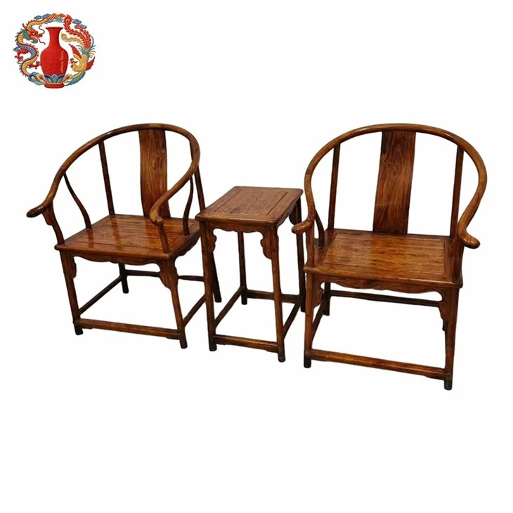 Hainan Huanghuali Round Back Armchairs & Side Table Set-Qing Dynasty factory