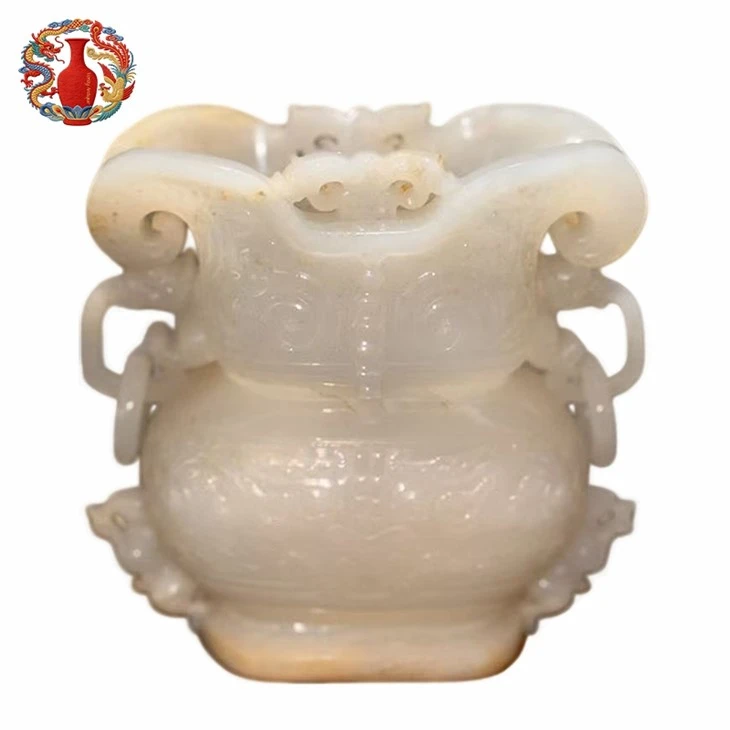Hetian White Jade Zun With Double Ears/Han Dynasty