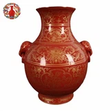 Red and Gilt Floral Vase/Qing Dynasty